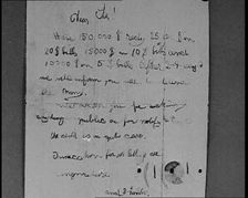 Notes of Ransom Being Shown as Articles of Evidence in the Lindbergh's Kidnapping Case Trial, 1930s. Creator: British Pathe Ltd