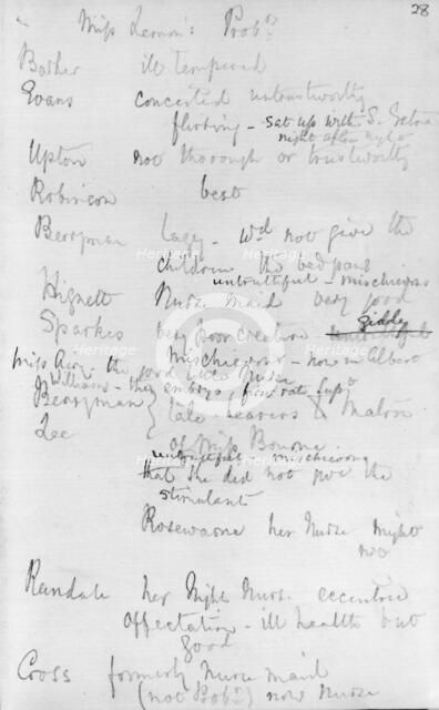 Notes made by Florence Nightingale, 1873. Creator: Florence Nightingale.