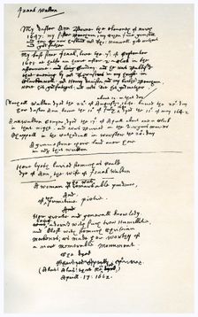 Notes made by Izaak Walton, c1662.Artist: Izaak Walton