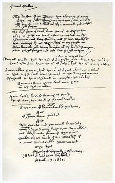 Notes made by Izaak Walton, c1662.Artist: Izaak Walton