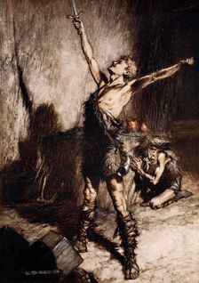 Nothung! Nothung! Conquering sword! 1924. Creator: Arthur Rackham