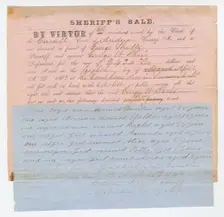 Notice of an impending sheriff's sale of 7 enslaved persons, March 15, 1862. Creator: Unknown