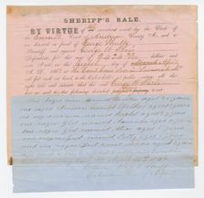Notice of an impending sheriff's sale of 7 enslaved persons, March 15, 1862. Creator: Unknown