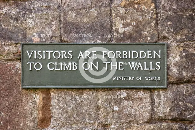 Notice on the wall of Lanercost Priory, Cumbria, 2018. Creator: Alun Bull.
