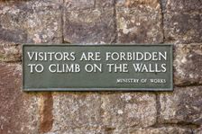 Notice on the wall of Lanercost Priory, Cumbria, 2018. Creator: Alun Bull