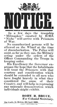 Notice from Robert R. Bruce: For Colonial Secretary 1900