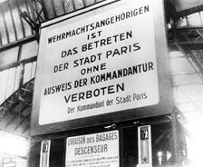 Notice in a railway station in German-occupied Paris, 17 July 1940