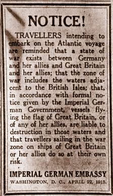 Notice to passengers planning to make transatlantic journeys, 1915. Creator: Unknown