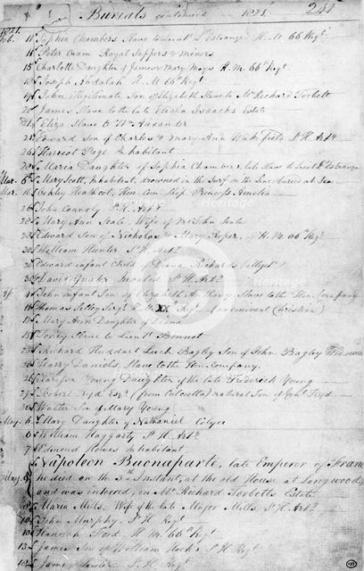 Notification of the burial of Napoleon, 1821. Creator: Unknown.