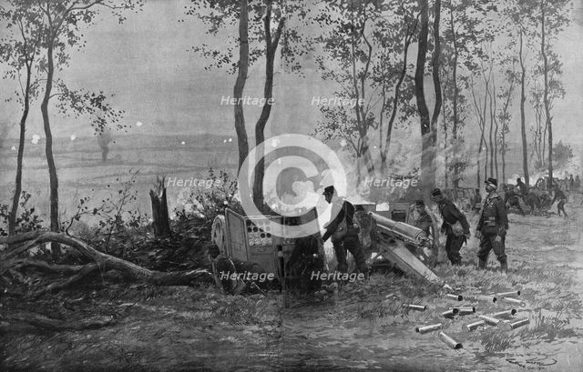 ''Notre Artillerie de Campagne; Le 75 en action', 1914. Creator: Georges Bertin Scott.