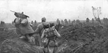 Notre Attaque du 12 septembre 1916 ; Le depart de l'attaque, a midi trente: la premiere vague attei Creator: Unknown