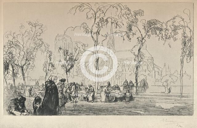 'Notre Dame viewed from the Quai Montebello', 1915. Artist: Auguste Lepere.