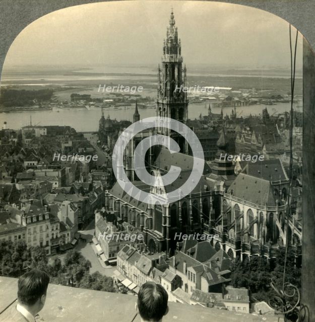 'Notre Dame Cathedral and the Harbor of Antwerp from Belgium's First Skyscraper', c1930s. Creator: Unknown.