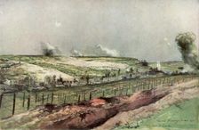 Notre Dame de Lorette and St Nazaire, Ablain, during bombardment Artois, France, 1915, (1926).Artist: Francois Flameng