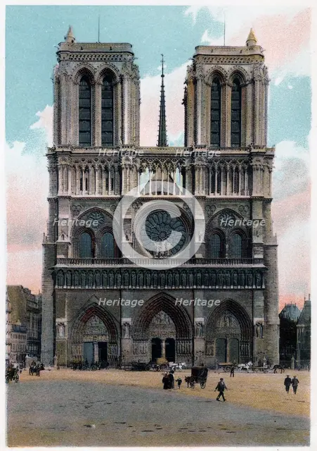 Notre Dame de Paris, Western Façade, c1900. Artist: Unknown