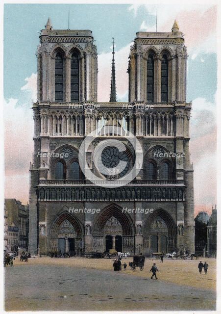 Notre Dame de Paris, Western Façade, c1900. Artist: Unknown