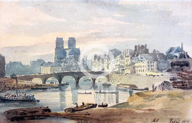'Notre-Dame de Paris from the Ile Saint-Louis', 1819. Artist: Amelia Long