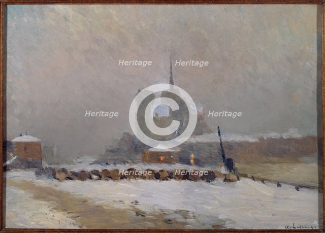 Notre-Dame de Paris. Snow effect in evening, c1897. Creator: Albert Lebourg.
