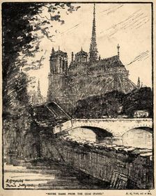 Notre Dame from the Quai, (Paris), 1913. Creator: Harry George Webb