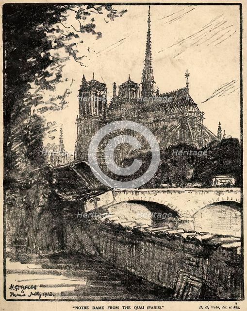 Notre Dame from the Quai, (Paris), 1913. Creator: Harry George Webb.