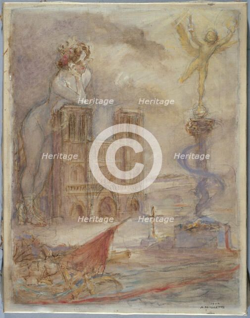 Notre Dame of Paris, 1904. Creator: Adolphe Willette.