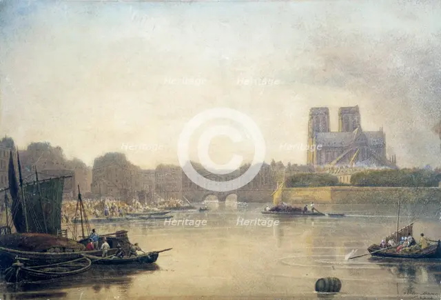 'Notre Dame', Paris, 19th century. Artist: Frederick Nash