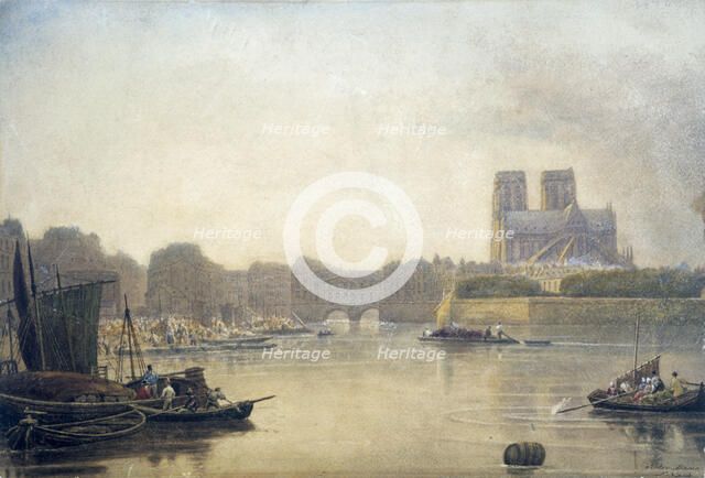 'Notre Dame', Paris, 19th century. Artist: Frederick Nash