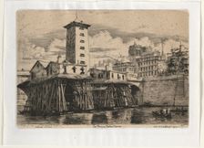 Notre Dame Pumphouse, Paris , 1852. Creator: Charles Meryon (French, 1821-1868)