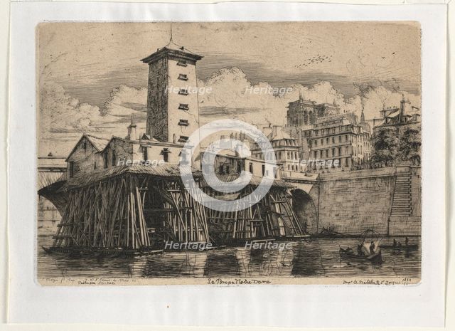 Notre Dame Pumphouse, Paris , 1852. Creator: Charles Meryon (French, 1821-1868).