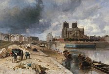Notre-Dame seen from Quai de la Tournelle, 1852. Creator: Johan Barthold Jongkind