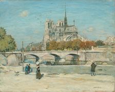 Notre Dame Seen from the Quai de la Tournelle, c. 1897/1902. Creator: Jean-François Raffaëlli (French, 1850-1924)