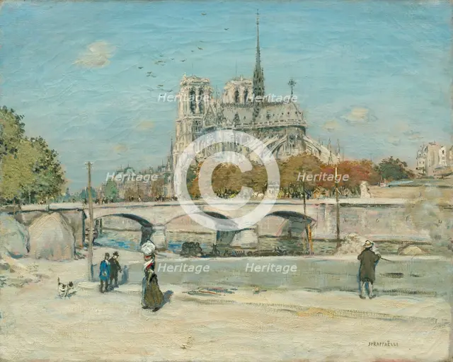 Notre Dame Seen from the Quai de la Tournelle, c. 1897/1902. Creator: Jean-François Raffaëlli (French, 1850-1924).