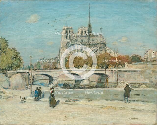 Notre Dame Seen from the Quai de la Tournelle, c. 1897/1902. Creator: Jean-François Raffaëlli (French, 1850-1924).