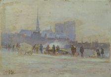 Notre-Dame, seen from the quay at the Hotel-de-Ville, c1900. Creator: Eugene Louis Gillot