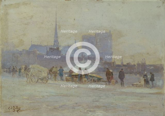 Notre-Dame, seen from the quay at the Hotel-de-Ville, c1900. Creator: Eugene Louis Gillot.
