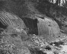 'Notre offensive d'Artois; Abris allemands en tole ondulee 1915. Creator: Unknown