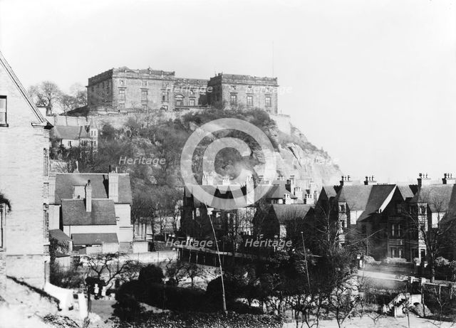 Nottingham Castle west front from the Park, Nottinghamshire, c1910(?). Creator: Unknown.