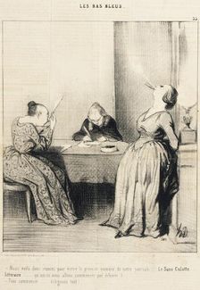Nous voilà...réunies pour écrire le premier numéro.., 1844. Creator: Honore Daumier