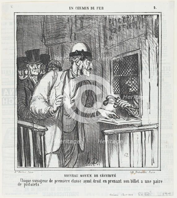 Nouveau moyen de sécurité, 1864.  Creator: Honore Daumier.