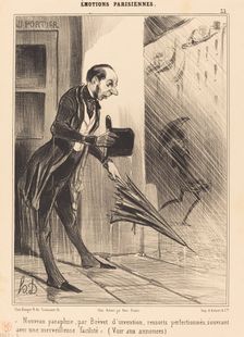 "Nouveau parapluie, par Brevet d'invention, ressorts perfectionnés..., 1840. Creator: Honore Daumier