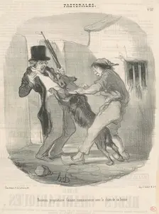 Nouveau propriètaire faisant connaissance avec le chien ..., 19th century. Creator: Honore Daumier
