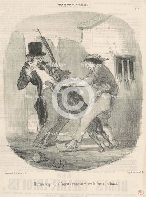 Nouveau propriètaire faisant connaissance avec le chien ..., 19th century. Creator: Honore Daumier.