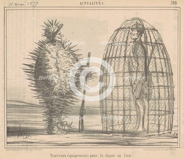 Nouveaux équipements pour la chasse au lion, 19th century. Creator: Honore Daumier.