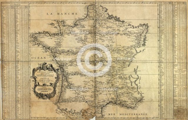 Nouvelle carte de la France, 1744. Artist: Maraldi, Jean-Dominique (1709-1788)
