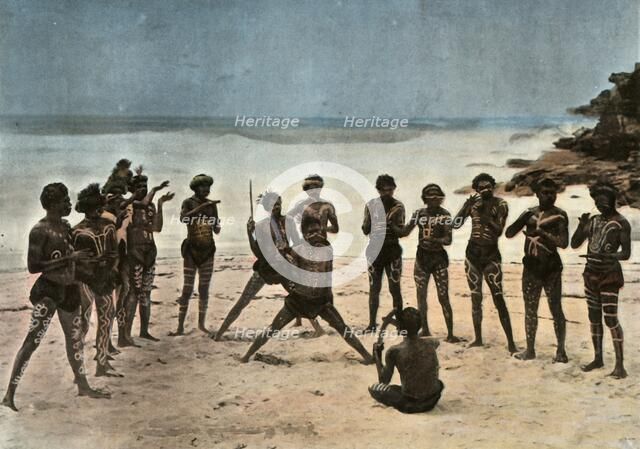 'Nouvelle-Guinee. Danse Des Papous Barioles', (Papua New Guinea. Tribal Papuan Dance), 1900. Creator: Unknown.