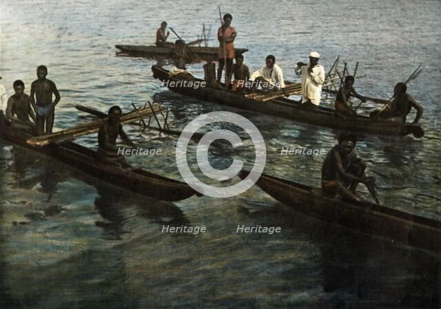 'Nouvelle-Guinee. Pirogues Papoues', (Papua New Guinea. Papuan Pirogues), 1900. Creator: Unknown.