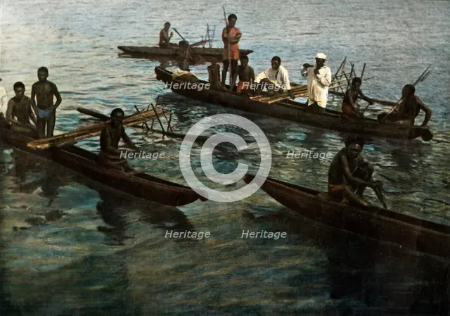 'Nouvelle-Guinee. Pirogues Papoues', (Papua New Guinea. Papuan Pirogues), 1900. Creator: Unknown.