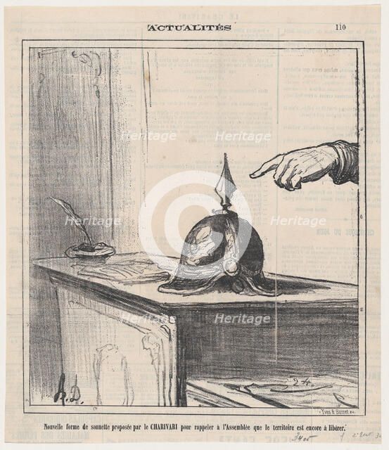 Nouvelle forme de sonnette proposée par le Charivari..., 1872.  Creator: Honore Daumier.