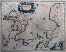 Nova et Accuratta Poli Arctici et Terrarum Circum Descriptio Map of the Arctic Circle, 18th cent. Creator: Jansonium, Ioannem (18th century)
