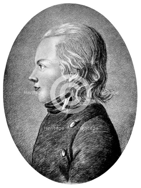 Novalis (Friedrich von Hardenberg), German Romantic poet and novelist, c1800. Artist: Unknown